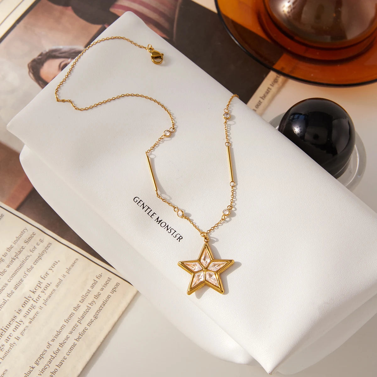 Delicate Zircon Star Pendant Necklace
