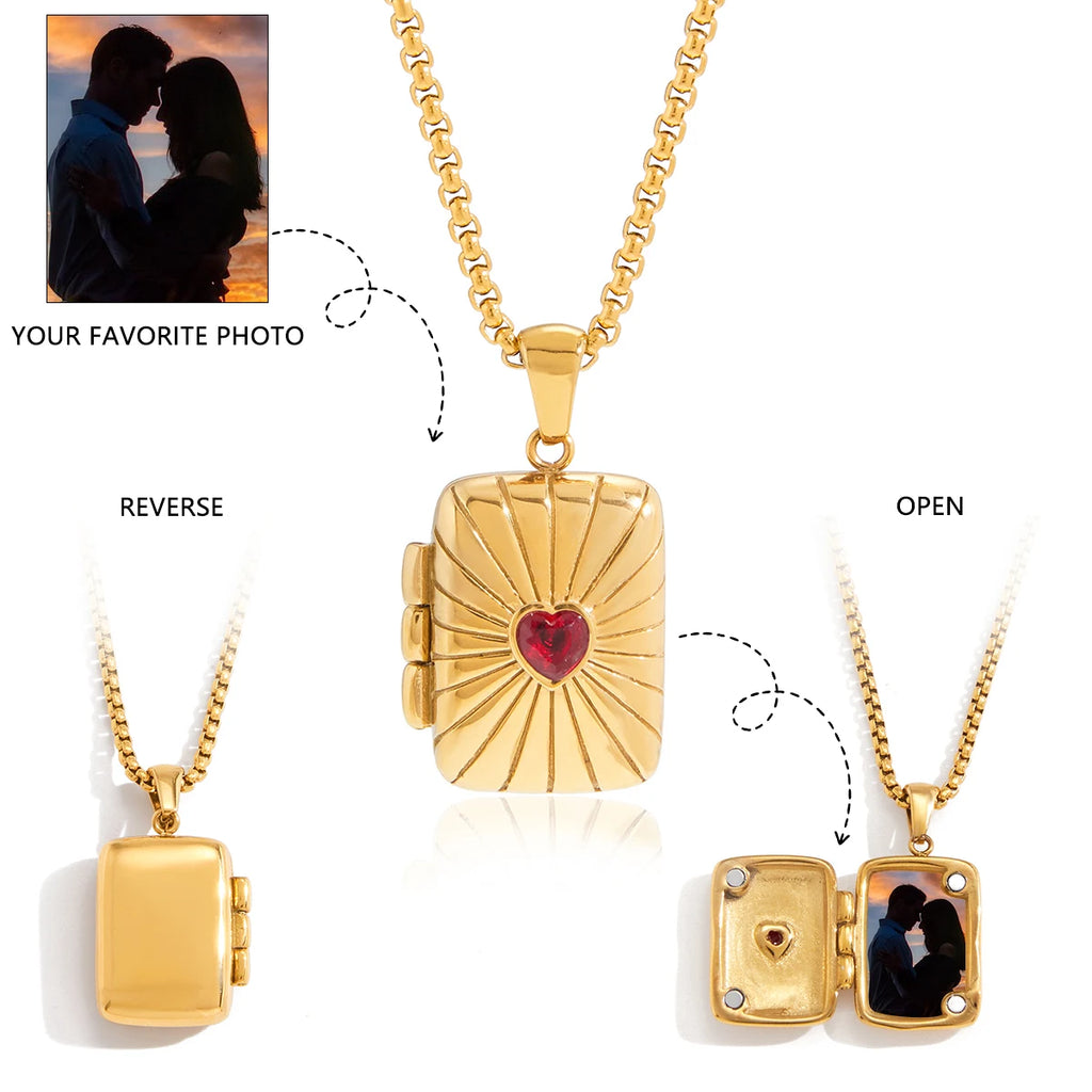 Photo Frame Locket Pendant Necklace