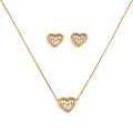 Heart Zircon Necklace And Earring Set