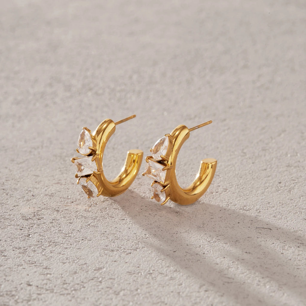Zircon C Shape Drop Earring