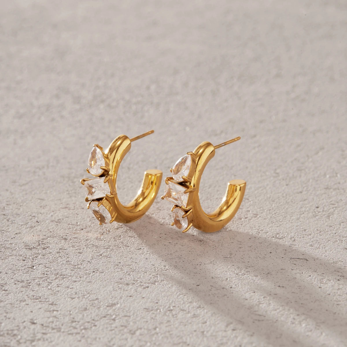 Zircon C Shape Drop Earring