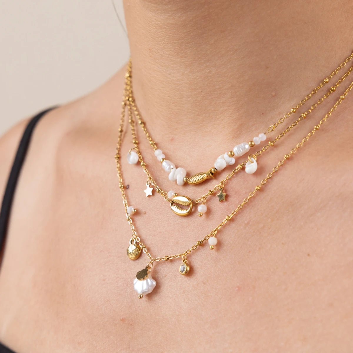 Shell Conch Imitation Pearl Necklace