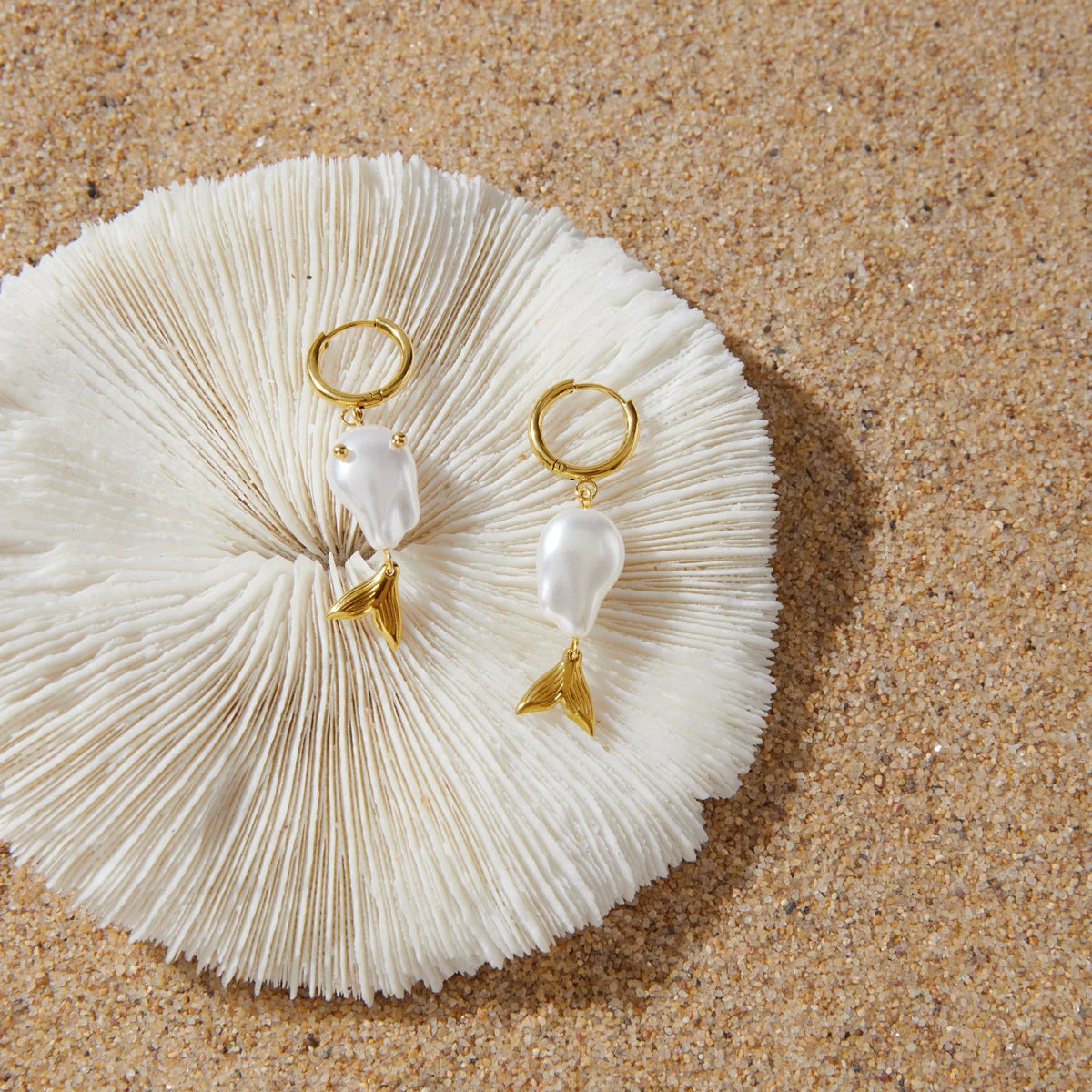 Pearl Fish Drop Earrings