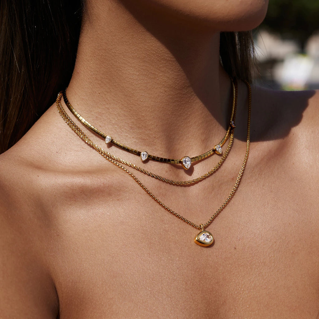 Zircon Stacked Charms Necklace