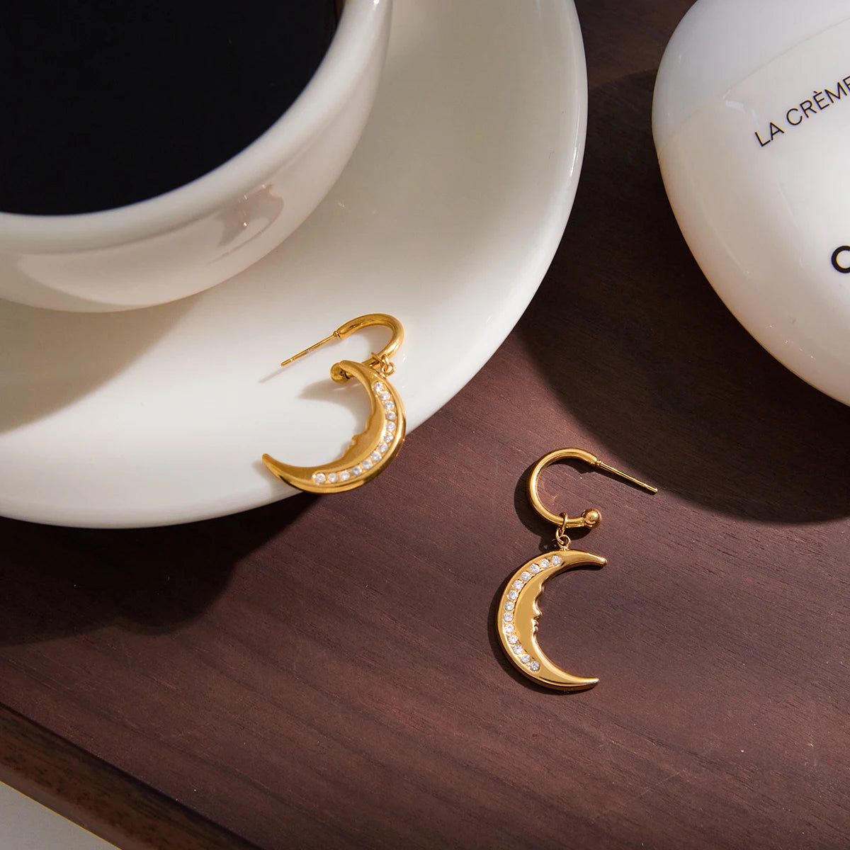 Classic Crystal Moon Drop Earrings