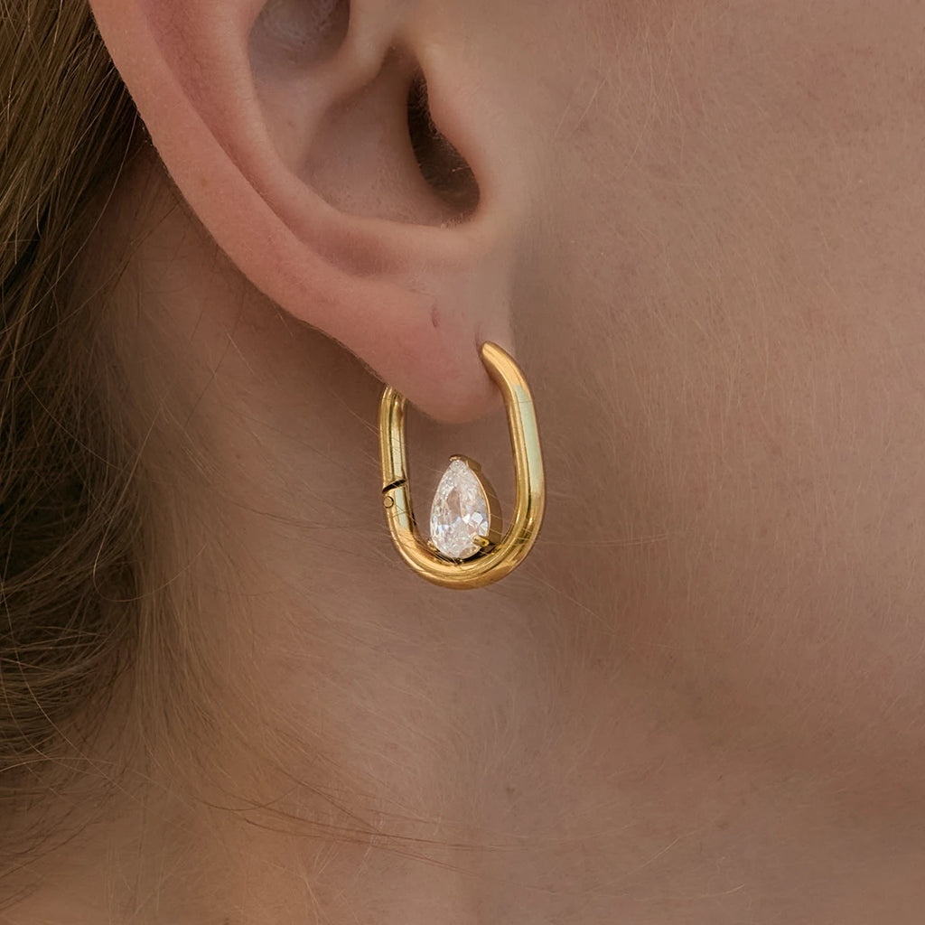 Classic Oval Water Drop Zircon Earrings