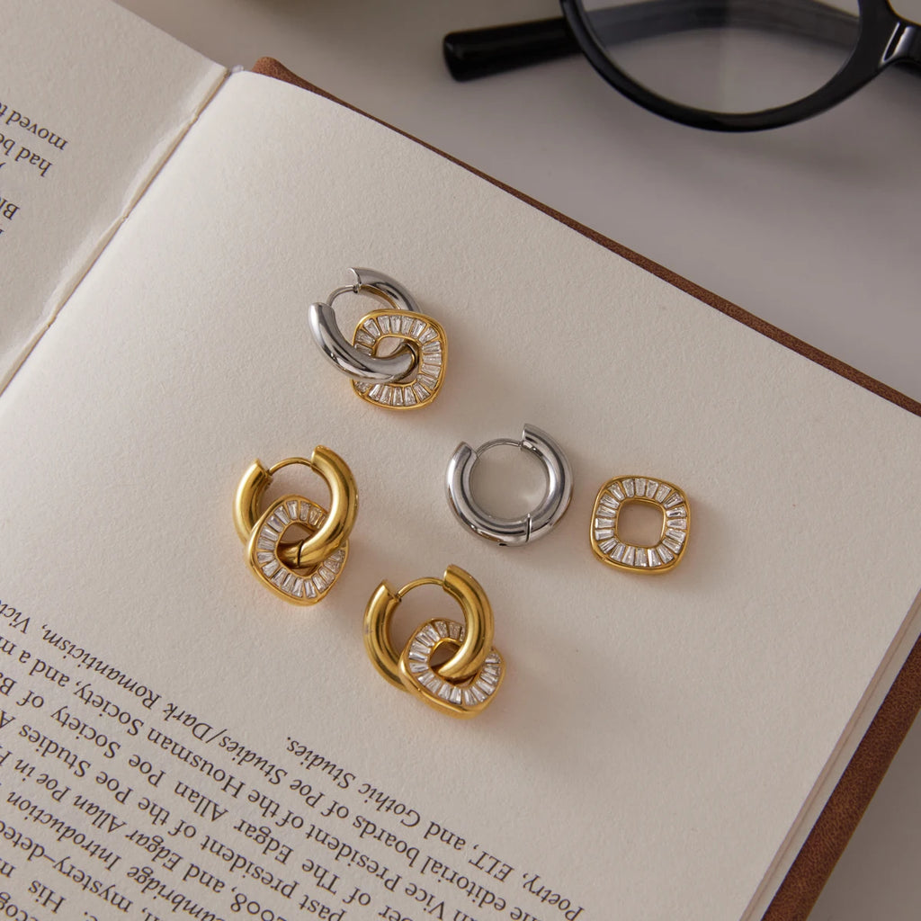 Exquisite Geometric Zircon Pendant Drop Earring