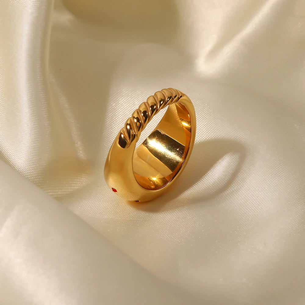 Gold Color Geometric Stainless Steel Smooth Chubby Star Rings