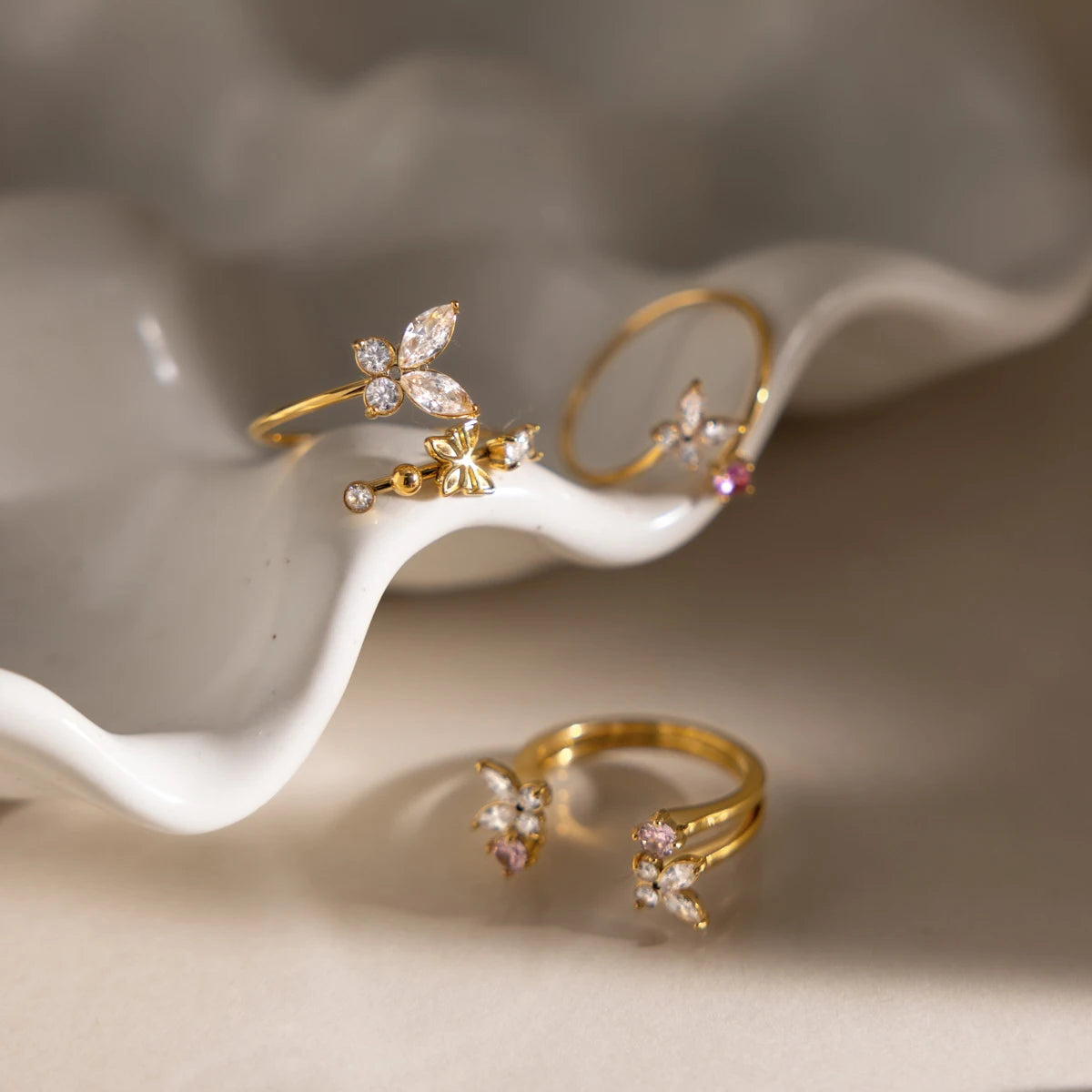 Sweet Butterfly Open Rings