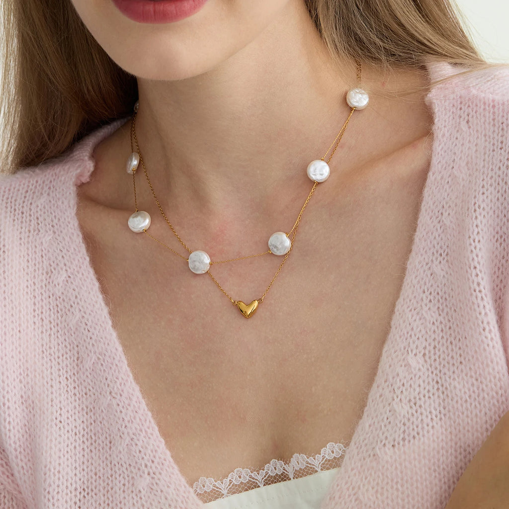 Pearl Heart Pendant Necklace