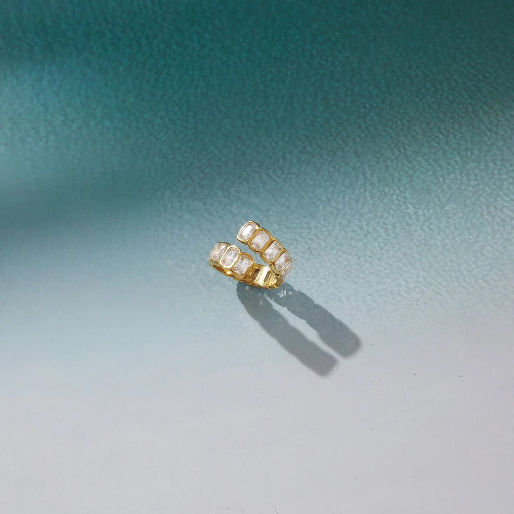 Luxury Full Rectangle Zircon Open Rings