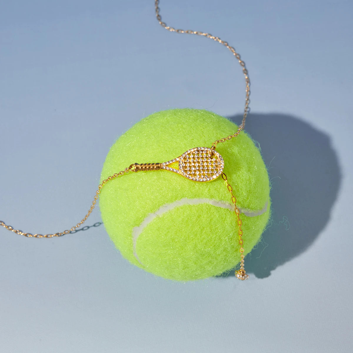 Sporty Zircon Tennis Racket Pendant Necklace