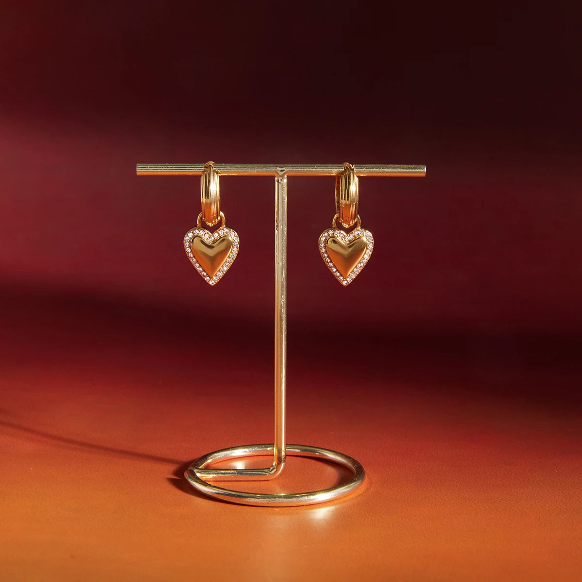 Romantic Crystal Heart Drop Earrings