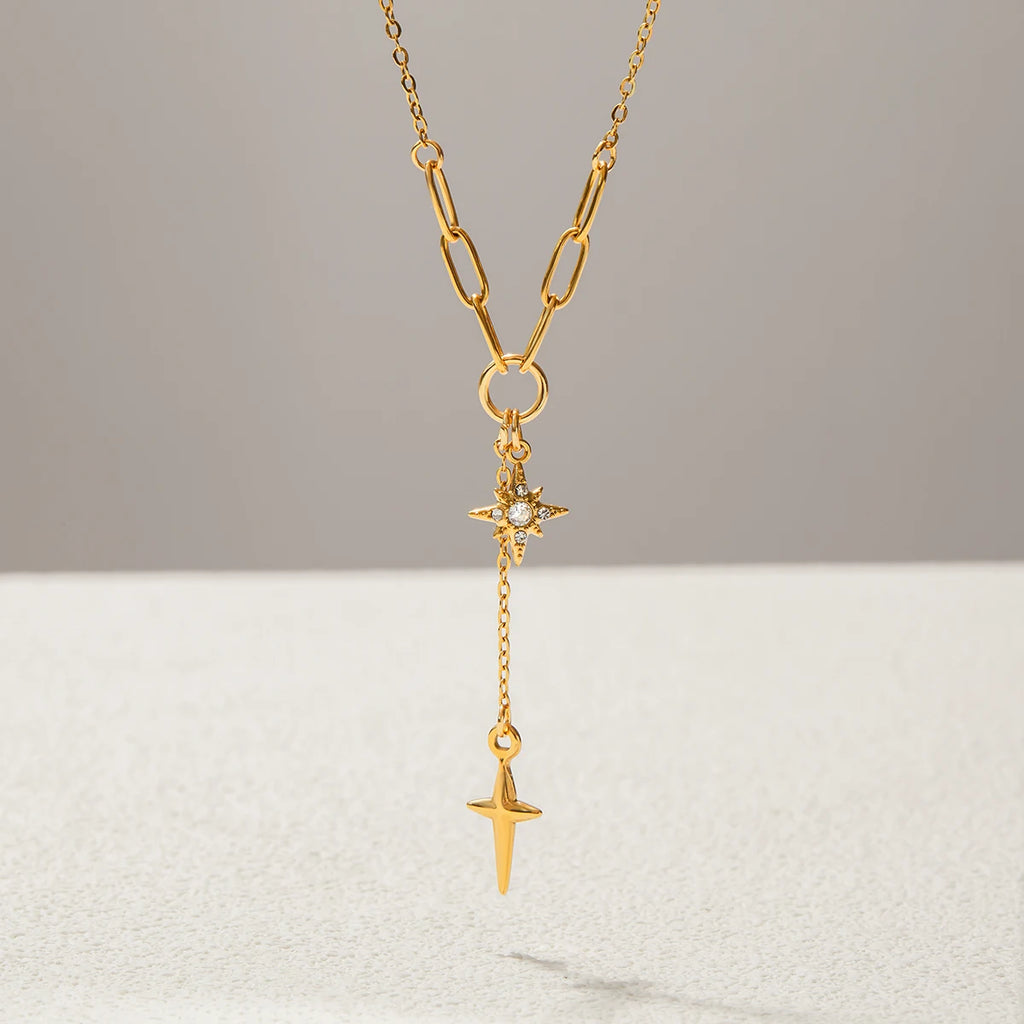 Classic Wind with White Diamonds Polished Quadrangle Pendant Necklace