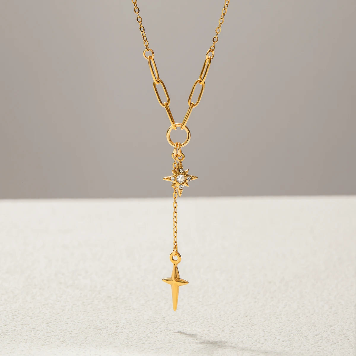Classic Wind with White Diamonds Polished Quadrangle Pendant Necklace