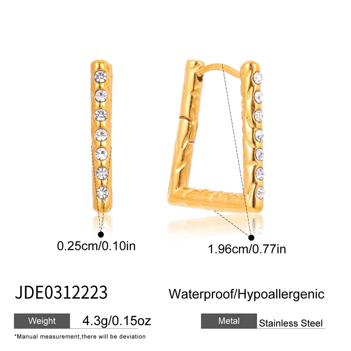 Classic Crystal U Shape Clip Earrings