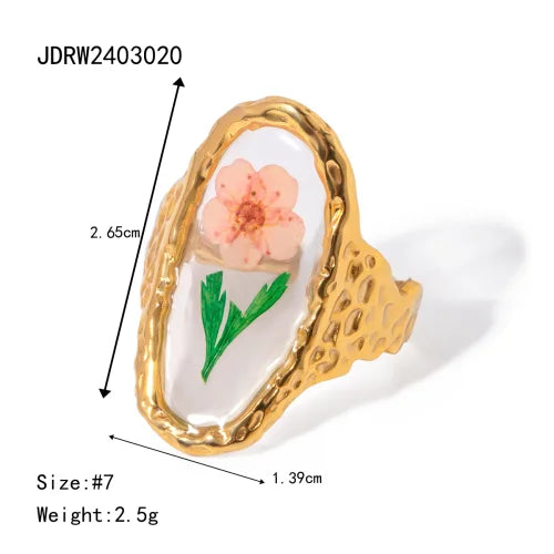 Stainless Steel Flower Adjustable Rings