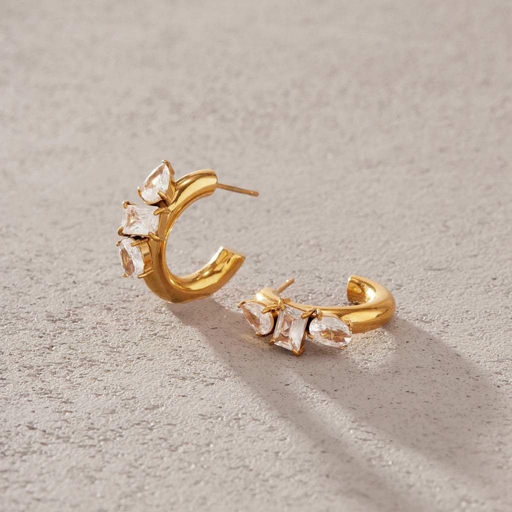 Zircon C Shape Drop Earring