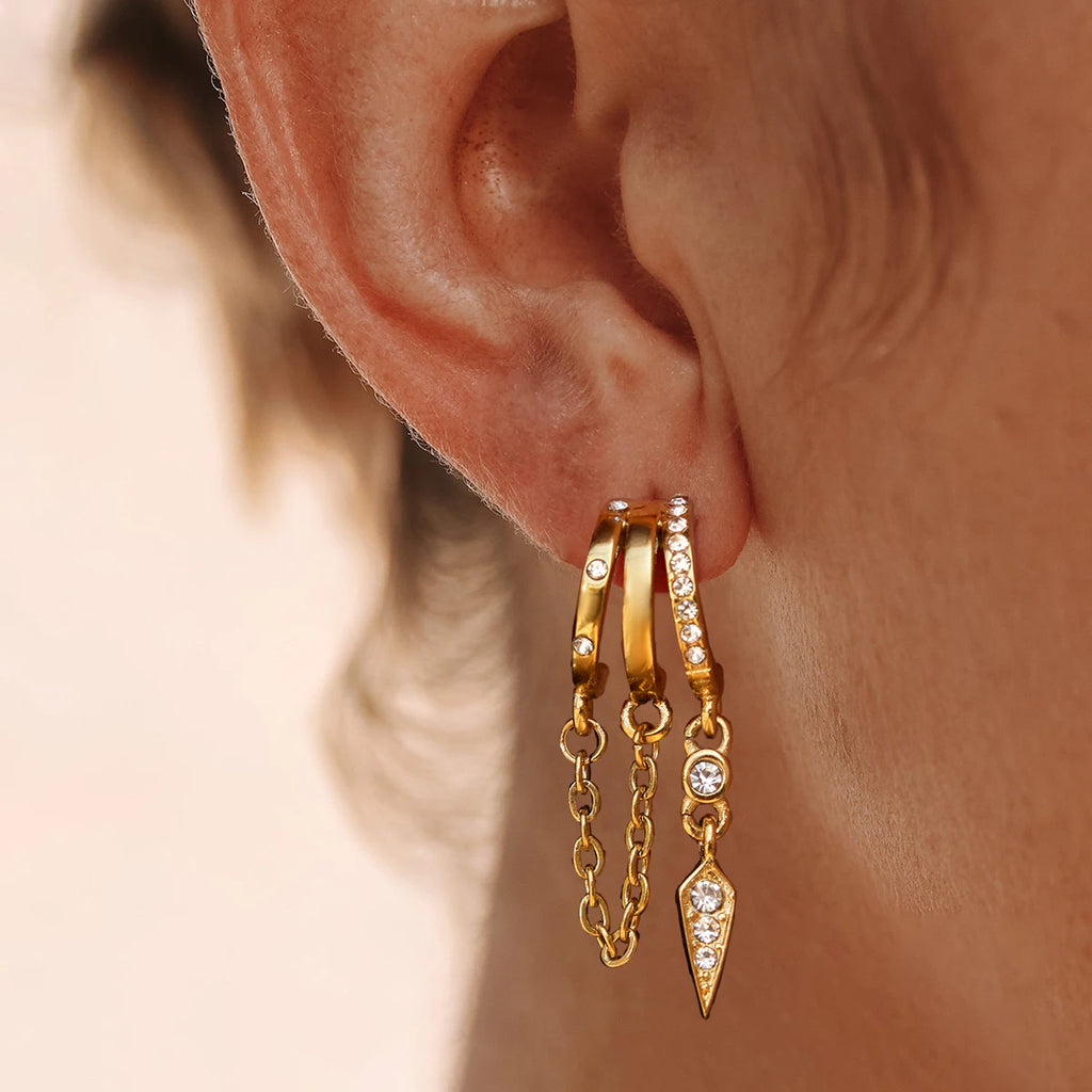 Crystal C Shape Stud Earrings