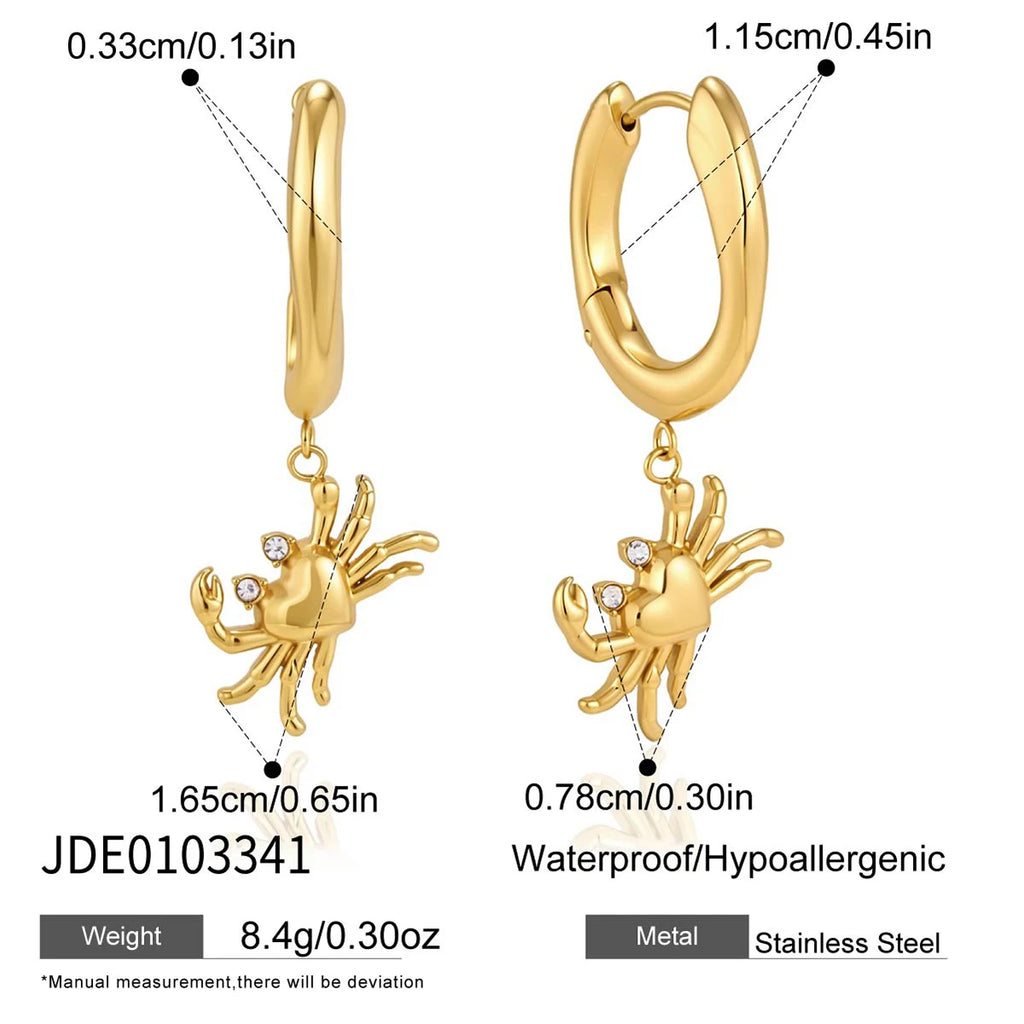 Creative Crab Shaped Pendant Zircon Drop Earrings