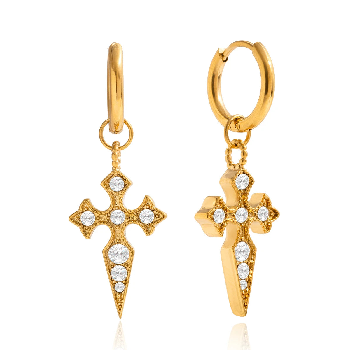 Classic Crystal Cross Drop Earrings