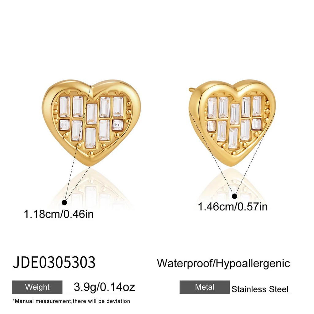 Heart Zircon Necklace And Earring Set