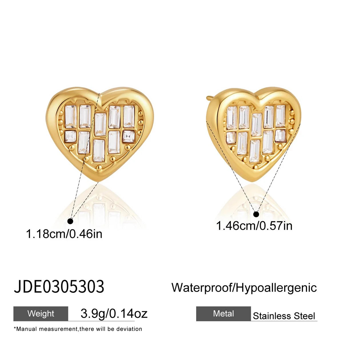 Heart Zircon Necklace And Earring Set