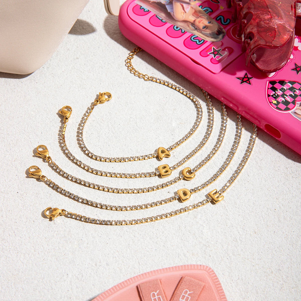 Stainless Steel Balloon Letter Pendant Bracelets