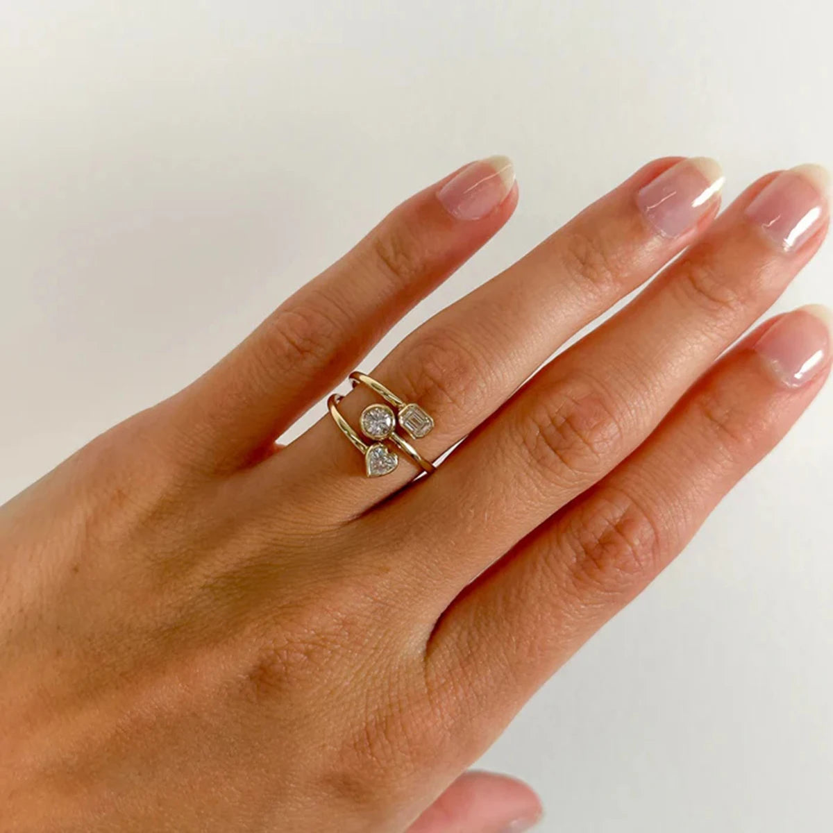 Stainless Steel Heart Round Square Shape Rings