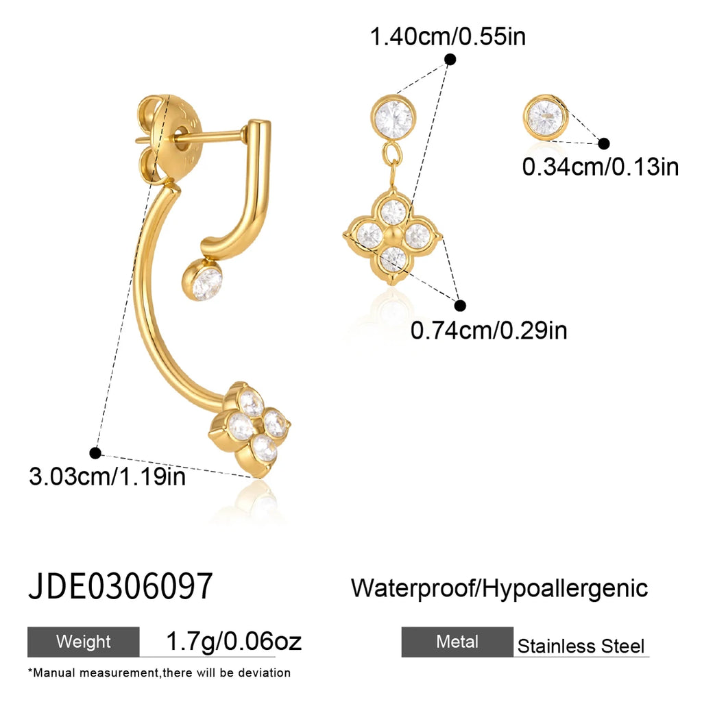 3pcs/set  Zircon Flower Drop Earring