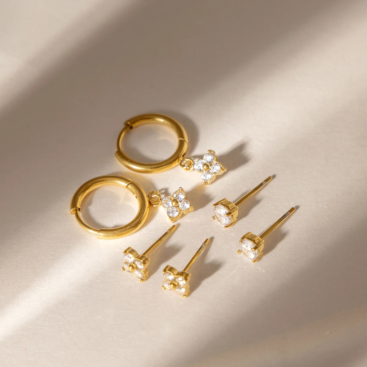 3 Pairs/Set Delicate Zircon Earrings