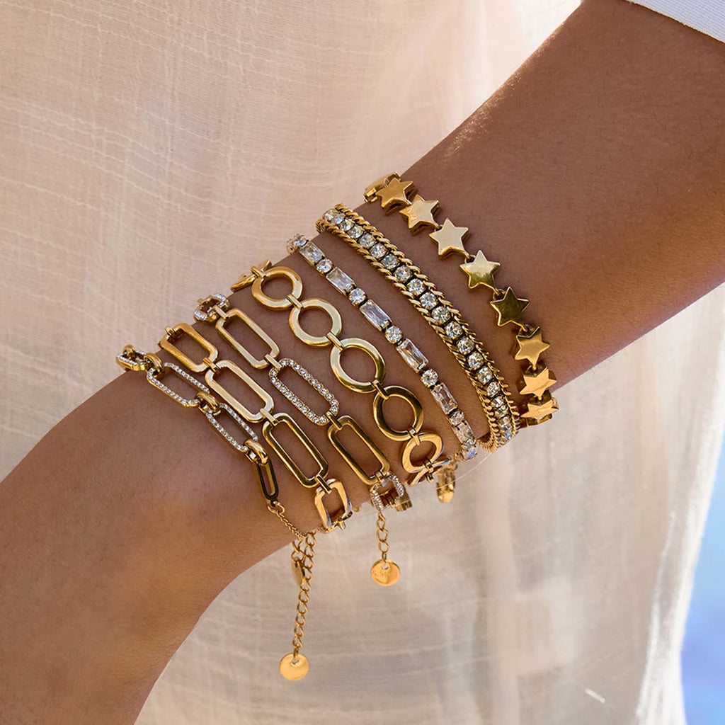 Zircon Star Metal Chain Bracelet