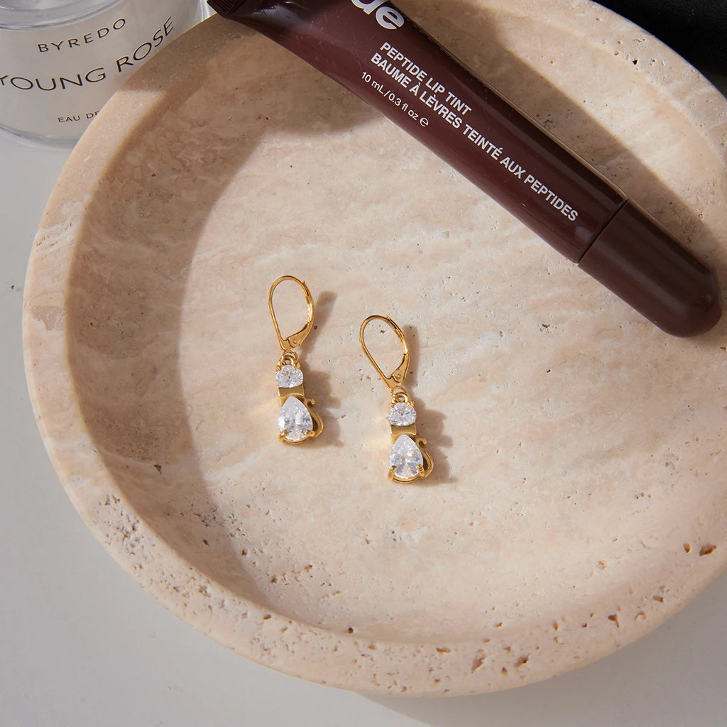 Cute Zircon Cat Drop Earrings