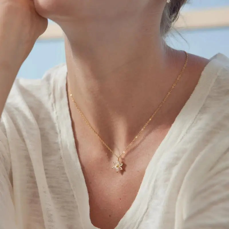 Classic Zircon Flower Pendant Necklace