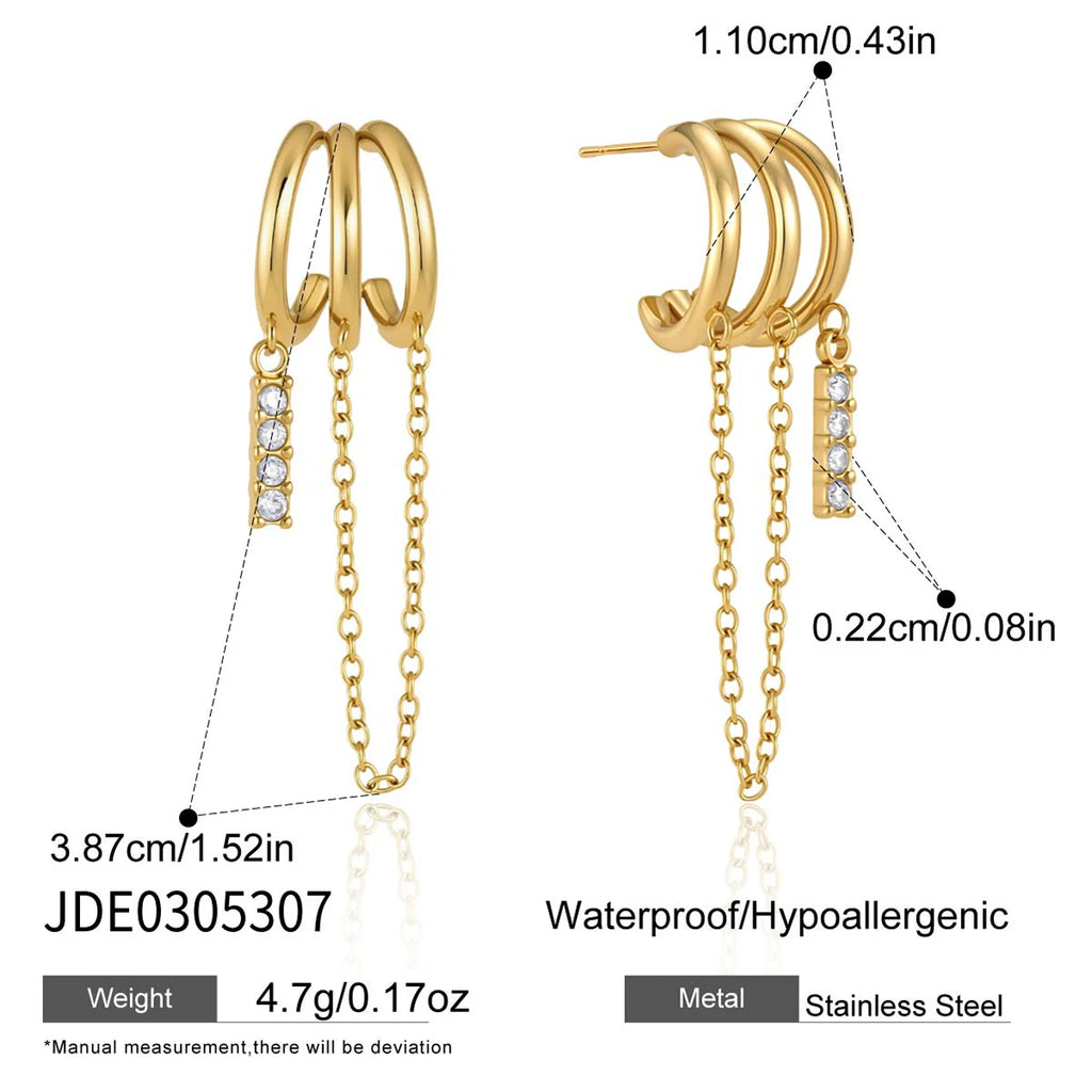 Tassel Chain Zircon Drop Earring
