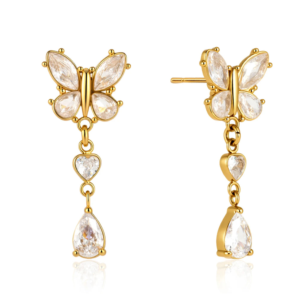 Delicate Zircon Butterfly Heart Water Drop Earrings
