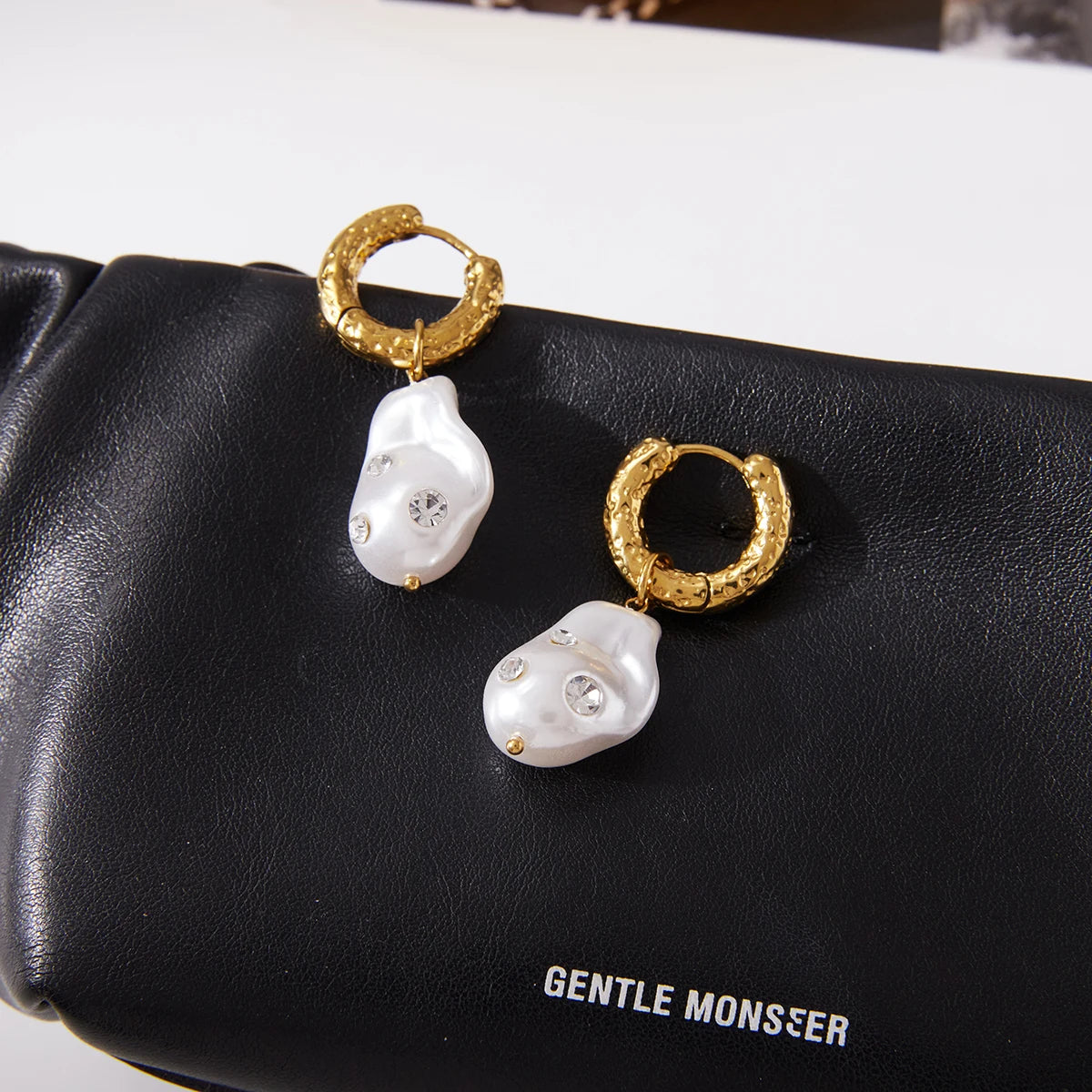 Elegant White Zircon Baroque Pearl Earrings