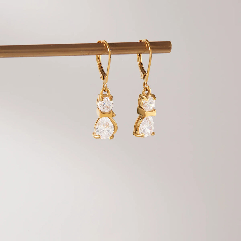 Cute Zircon Cat Drop Earrings