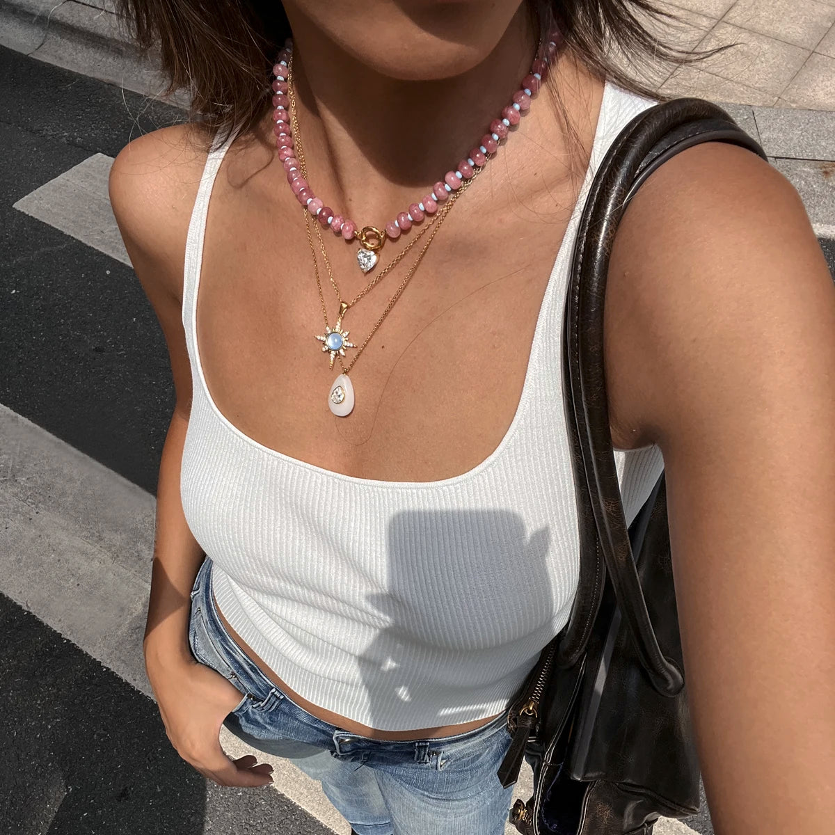 Sweet Colored Natural Stone Zircon Pendant Necklace