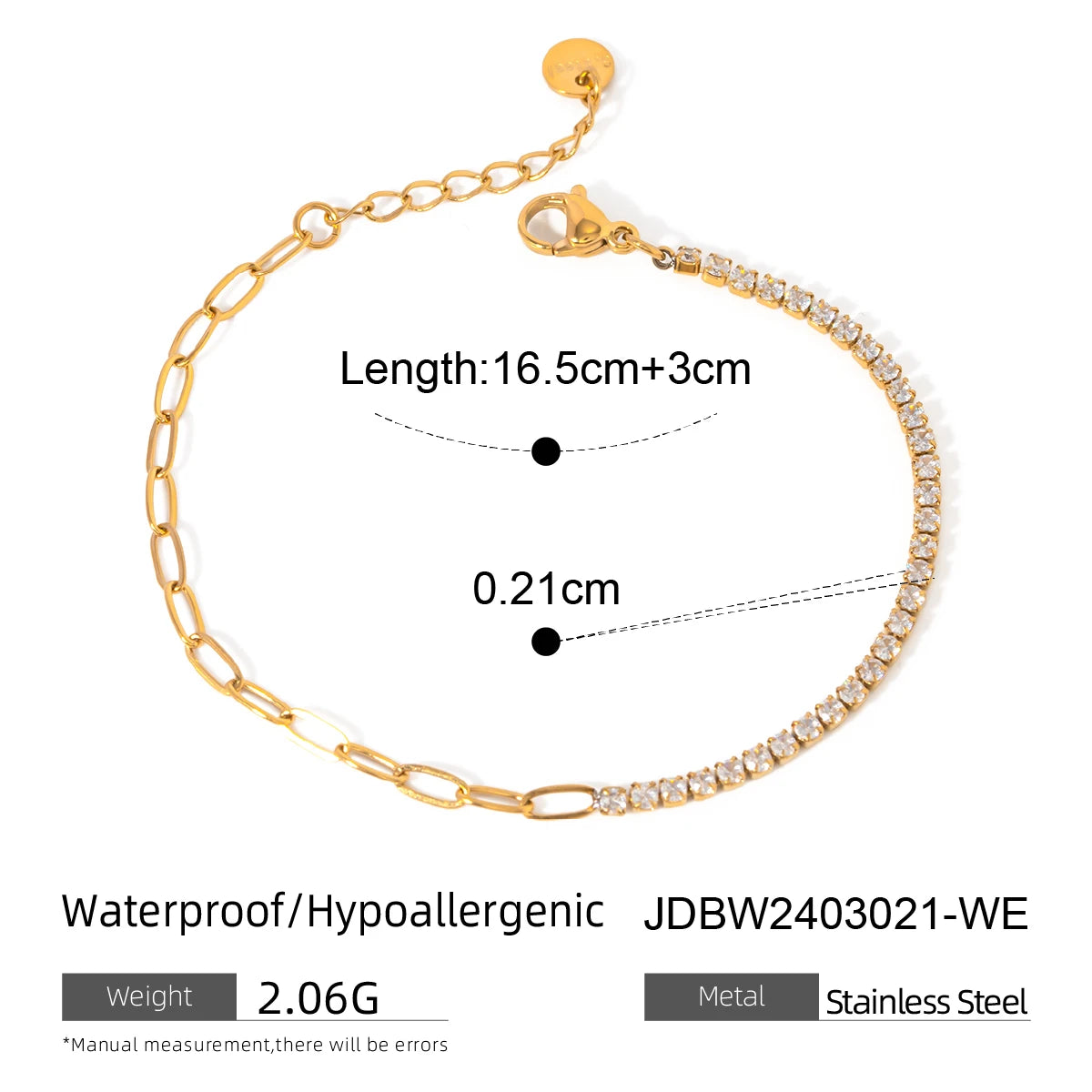 Asymmetric Crystal Tennis Bracelet