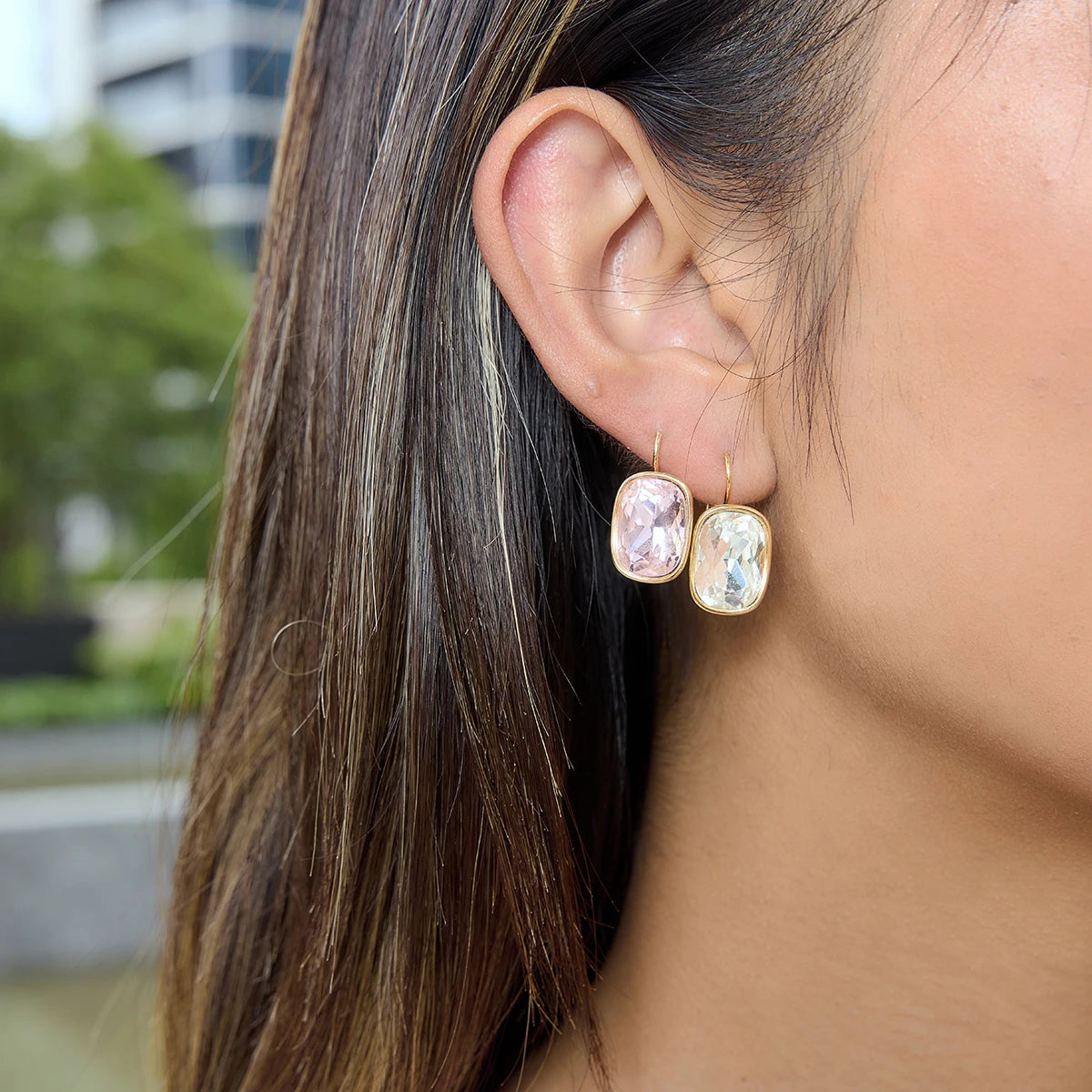 Big Square Zircon Earring