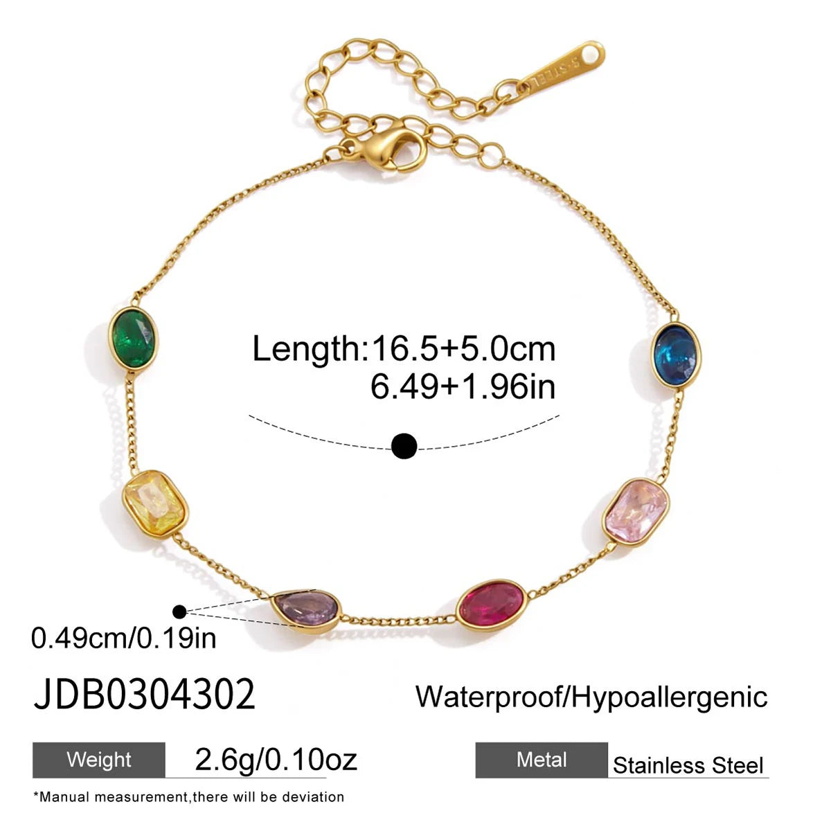 Classic Colorful Zircon Geometric Bracelet