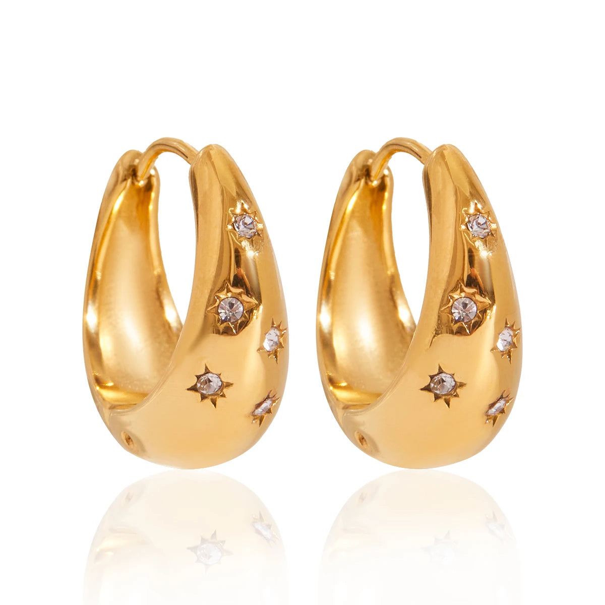Chunky White Crystal Clip Earrings