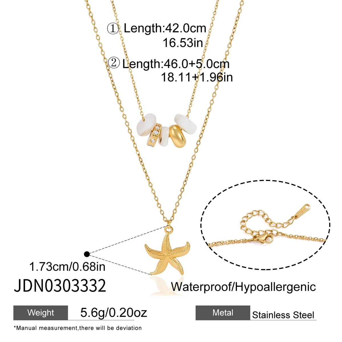 Double-layer Conch Starfish Pearl Peadant Necklace