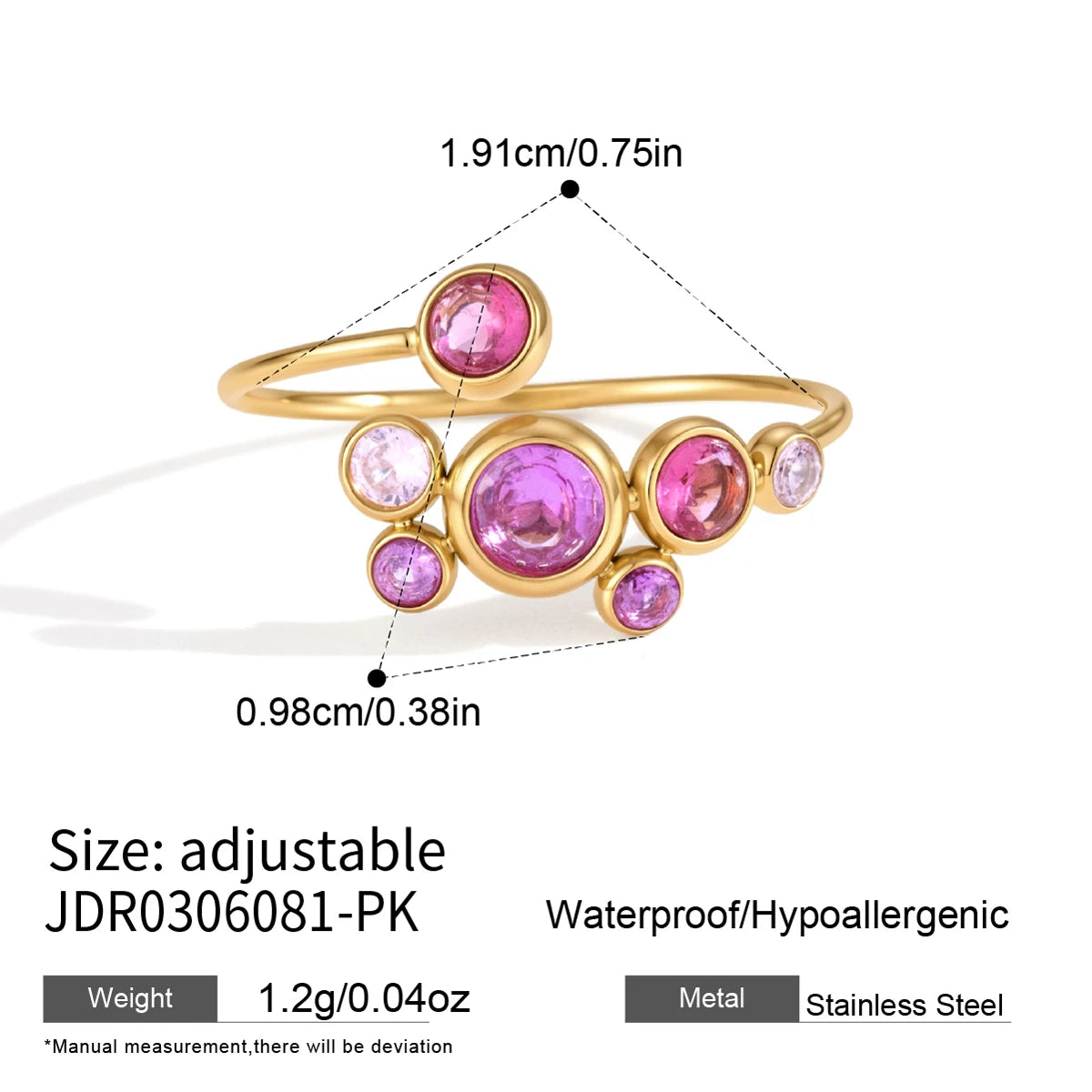 Sweet Pink White Blue Round Zircon Rings