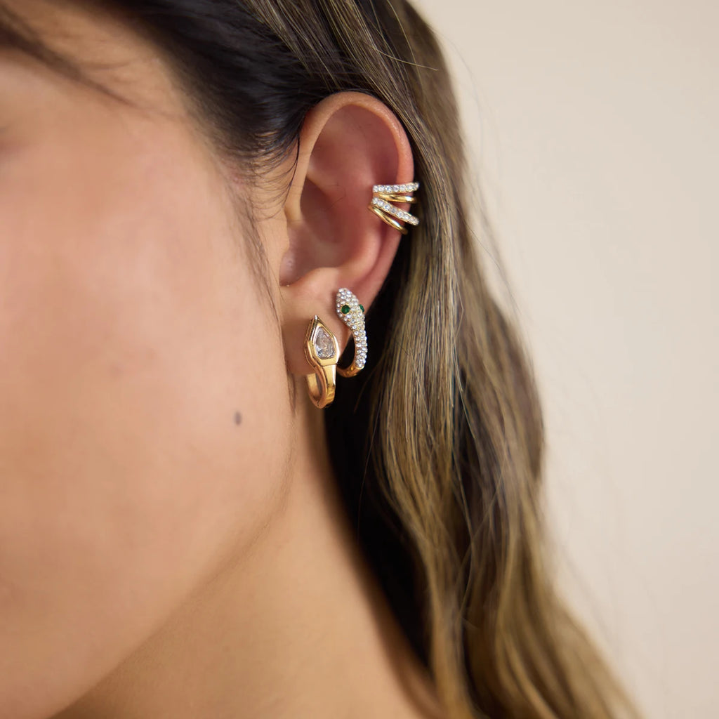 Snake Zircon Hoop Earrings