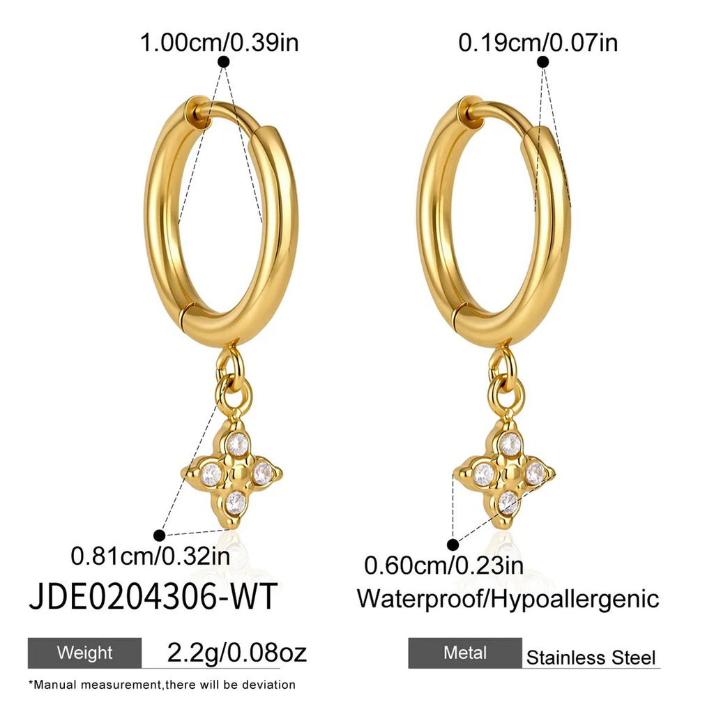Color Zircon Flower Pendant Drop Earring