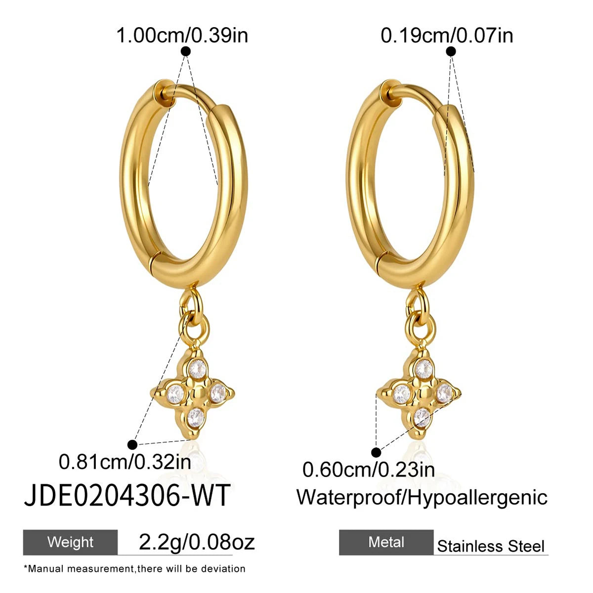 Color Zircon Flower Pendant Drop Earring
