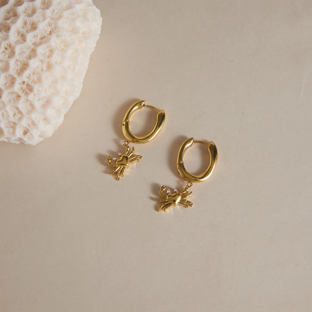 Creative Crab Shaped Pendant Zircon Drop Earrings
