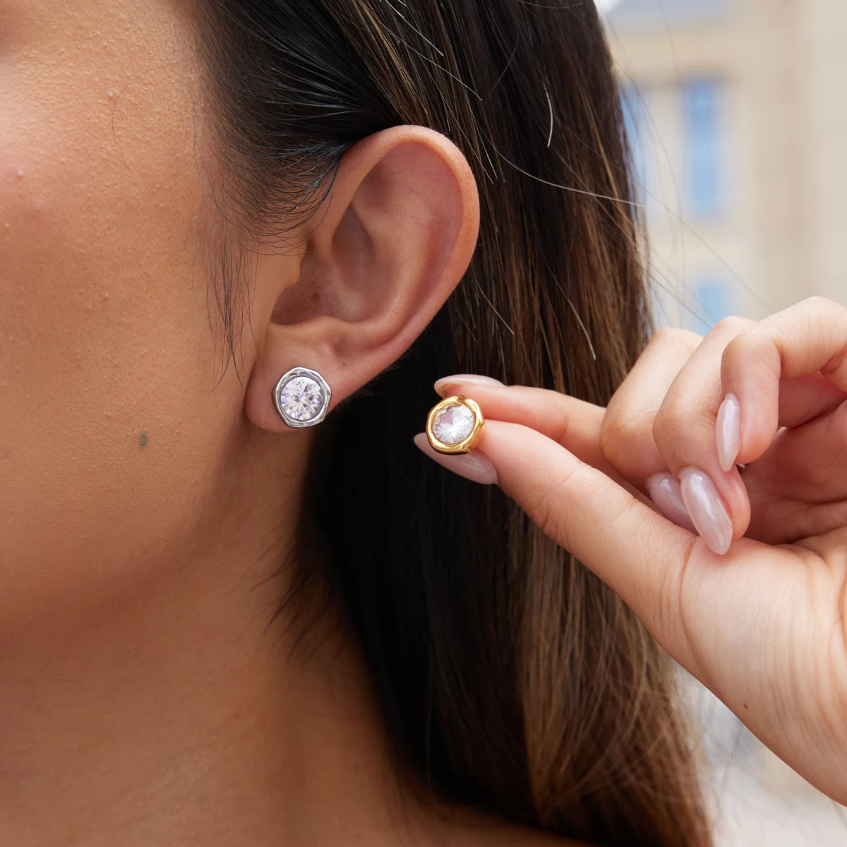 Classic Round Cubic Zircon Stud Earring